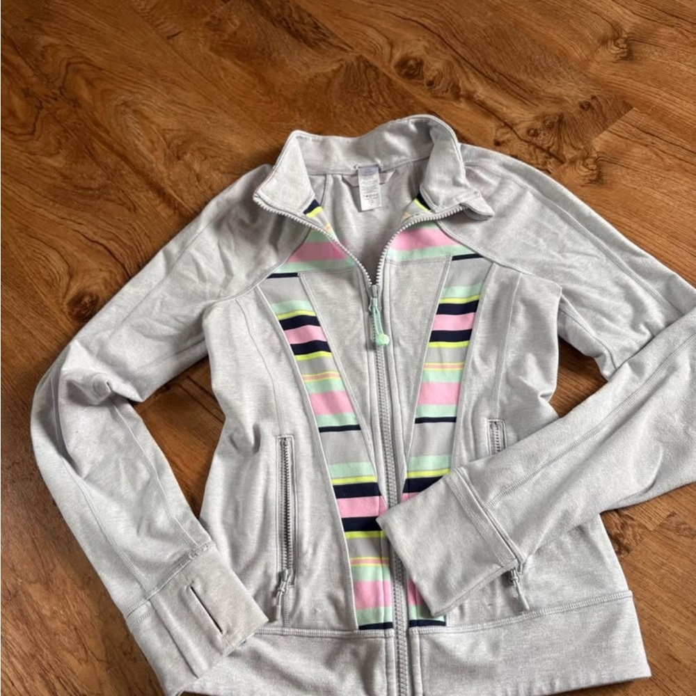 Ivivva kids Light Gray Jacket with Pastel Stripes
